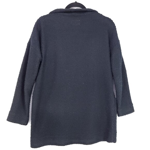 Marine Layer Birdseye Cardigan Womens Small Black Open Front Textured Pockets - Picture 2 of 12